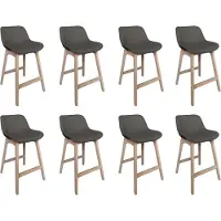 MOB-IN Lot de chaises MELLOW d'îlot et bar en chêne et assise tissu 65cm
