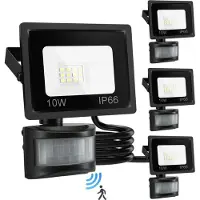 Izrielar 4X 10W LED Spot avec détecteur de mouvement, 6000K blanc froid éclairage extérieur Projecteur