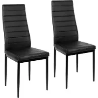 Supfine lot de 2 chaises de salle à manger Chaise de cuisine en similicuir Pieds en métal Chaise rembourrée noire