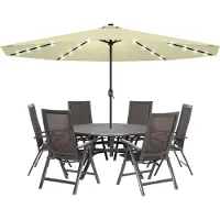 UISEBRT Φ3.5m Parasol solaire avec LED en beige, parasol pour jardin et terrasse, parasol solaire pour la plage, parasol de marché avec éclairage LED