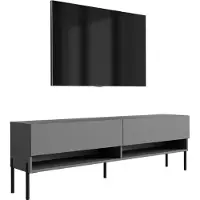 3Xeliving TV lowboard 170 cm anthracite, pieds droits dorés, 170 × 32 × 52 cm