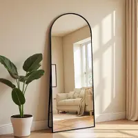 UnboxG Miroir à poser élégant en arc 173×63 cm en noir - Miroir flexible pour tout le corps, à poser ou à fixer au mur pour chambre à coucher & dressing-room