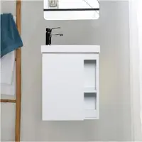 MOB-IN Ensemble lave-mains HAMPTON avec rangement latéral avec robinet chromé