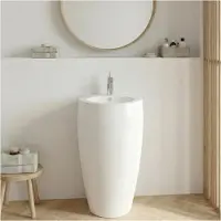 MOB-IN Lavabo colonne en céramique blanche 52x85x53cm