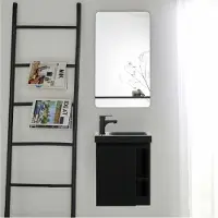 MOB-IN Ensemble lave-mains HAMPTON avec rangement latéral et miroir tablette noire