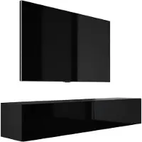 3Xeliving Meuble TV : Noir mat / Noir brillant, 170 x 34 x 32 cm