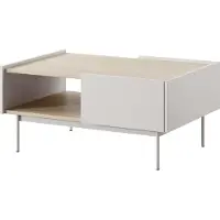 3Xeliving Table basse : corps et façade : cachemire, chêne linea TOP, 97 x 45 x 65 cm