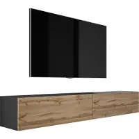 3Xeliving Support TV : Noir mat / Chêne Wotan, (2 x 100 cm) x 34 x 32 cm