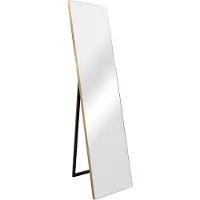 In And OutdoorMatch Miroir sur pied Miles - réglable - 150,6 x 35,6 cm - doré - MDF et verre - aspect élégant