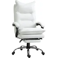 Fortuna Chaise de bureau Lai avec fonction inclinable, chaise de bureau avec repose-pieds, chaise pivotante réglable en hauteur, dossier, blanc |