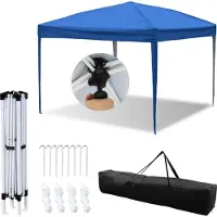 Izrielar Pavillon 3x3m Pavillon pliable Sac étanche Protection UV 50+ Pavillon de jardin pop-up Tente de jardin Tente de fête Bleu