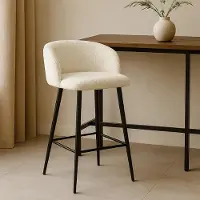 Zesso Milton & Oldbrook Bouclé Tabouret de bar bas Budapest Off White - Noir