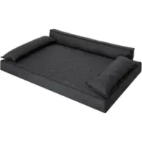 Stanis³aw Jurga Lit pour chien, matelas pour animaux, lit pour chat, coussin pour chien, panier pour chien, canapé pour chien, couchage pour chien, orthopédique, meubles, noir, 99x66 cm