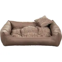 POOM Lit pour chien EKO - Elégant canapé pour chien en , couchage pour chien facile d'entretien et coussin pour chien durable de haute qualité (XS - 55x45, beige)