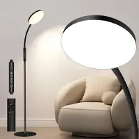 Rosikey Lampadaire Salon Noir LED Liseuse à intensité variable -20000 Lux Luminothérapie,5 couleurs de lumière,10 niveaux de luminosité, Lampadaire pour chambre d'enfant Bureau Coin