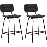 MOB-IN Lot de tabourets d'ilot et bar NEMA en métal et assise rotin 65cm