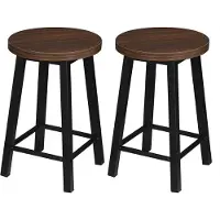 Happyment Petits tabourets de bar – 45 cm – Marron – Lot de 2 – Tabourets de bar de cuisine – Bois et métal