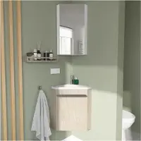 MOB-IN Ensemble lave-mains d'angle SKINO + vasque + armoire de toilette