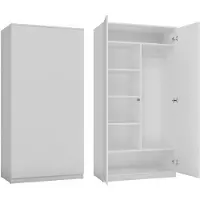 BDW Armoire 2 portes, 6 tablettes, blanc, 180x90x50