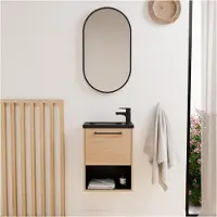 MOB-IN Ensemble lave-mains NIKA avec niche, robinet et miroir ovale