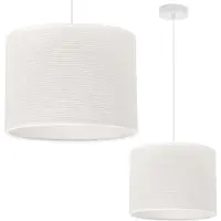 Light11 HOME Suspension En Jute Blanche 1 Abat-Jour Plat Blanc 20Cm E27