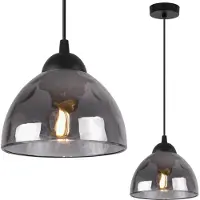 Light11 HOME Lampe à suspendre Venice à 1 flamme avec abat-jour en verre graphite E27