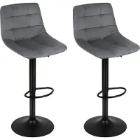 Supfine lot de 2 tabourets de bar Réglables en hauteur Pivotants Velours et métal gris foncé
