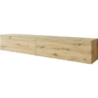 Minio , armoire TV, buffet TV "DONNA" avec éclairage LED, 180cm, debout, suspendu, couleur chêne Aristan