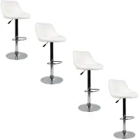 Supfine Lot de 4 tabourets de bar pivotants en similicuir, réglables en hauteur, blancs