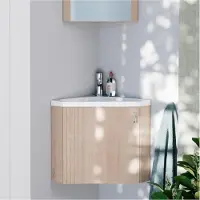 MOB-IN Ensemble meuble lave-mains d'angle décor chêne KODA + robinet