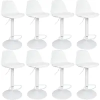 Supfine lot de 8 tabourets de bar Chaise de bar réglable en hauteur Tabouret de bistrot pivotant avec dossier et repose-pieds blanc