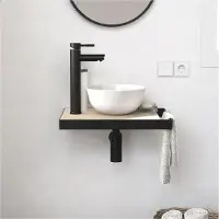 MOB-IN Meuble lave-mains SOHO avec porte serviette, vasque blanche et robinet