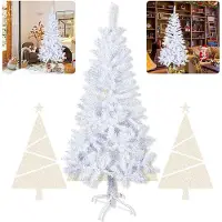 TRMLBE Sapin de Noël Artificiel 240cm (Ø env. 130 cm) avec 880 pointes montage rapide parapluie pliant Sapin de Noël Artificiel avec support métallique - 240CM Sapin de Noël Blanc PVC