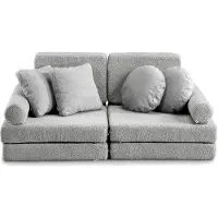 POOM Canapé enfant dépliant - Canapé multifonctionnel pour enfants (Gris clair)