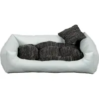 POOM Lit pour chien EKO - Elégant canapé pour chien en , couchage pour chien facile d'entretien et coussin pour chien durable de haute qualité (S - 65x55, blanc)