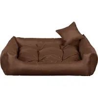 POOM Lit pour chien CODURA - Lit pour chien robuste en tissu résistant, coussin pour chien durable de haute qualité (3XL - 130x110 marron clair)