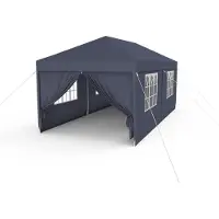 JOIEYOU Pavillon 3x6m Tente de réception avec parties latérales et fenêtres Pavillon de jardin Polyester Protection UV Imperméable Protection contre le vent Tente de jardin Outdoor, Anthracite