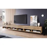 MINIO go for it , Armoire TV, Lowboard "ANNE", 300cm, avec éclairage LED, couleur châtaigne de Wroclaw