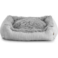 POOM Lit pour chien Shaggy - Coussin doux et lavable pour petits chiens avec choix de couleurs et de tailles (XL - 100x75, gris)