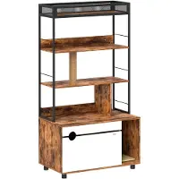 Fortuna Armoire litière 2 en 1 Lai, litière avec étagère à 3 niveaux, griffoir, porte battante, maison pour chat de moins de 6 kg, 80 x 48 x 152 cm, brun rustique