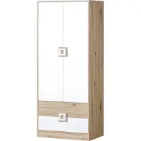Minio , armoire 80 cm, 2 portes, "Nimes", chêne clair / blanc couleur