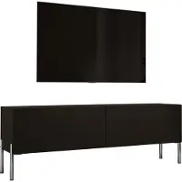 3Xeliving Meuble TV : Noir mat / Noir brillant, avec pieds en chrome, largeur 140 cm
