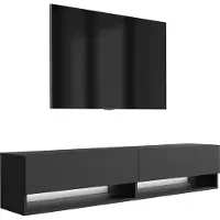 3Xeliving TV-Lowboard 170 cm noir mat, LED blanc, 170 × 32 × 34 cm