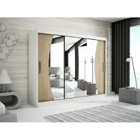 Minio Armoire 250 cm WAVE Blanc / Chêne Sonoma