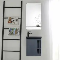 MOB-IN Ensemble lave-mains HAMPTON avec robinet noir et miroir tablette
