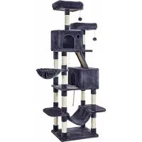 In And OutdoorMatch Arbre à chat de luxe Elena - 206 cm - Pour chats - Noir - Lit souple pour chats - Hamac - Jouets pour chats - Convient aux petits et grands chatons