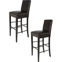 STOCK LINE t m c s Tommychairs - Lot de 2 tabourets de bar modernes LUISA, structure robuste en bois de hêtre laqué couleur wengé, rembourrés et recouverts de similicuir couleur marron