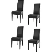 STOCK LINE t m c s Tommychairs - Set de 4 chaises modernes LUISA pour la cuisine et la salle à manger, structure robuste en bois de hêtre laqué couleur noir, rembourrées et recouvertes de similicuir noir