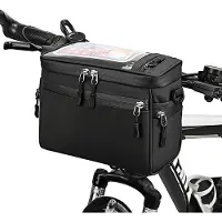 Mc star Sacoche de guidon de vélo Sacoche de tube avant de vélo Sacoche d'épaule Sac de transport Sac noir pour accessoires de vélo