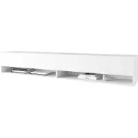 Minio , armoire TV, TV-Lowboard "ANNE", 180cm, debout, suspendu, front MDF panneau avec dessin Herringbone, couleur blanche